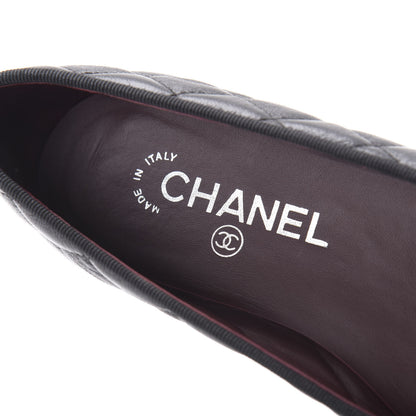 Chanel Aged Calfskin Quilted Cap Toe Ballerina Flats 35 Black 7 of 8