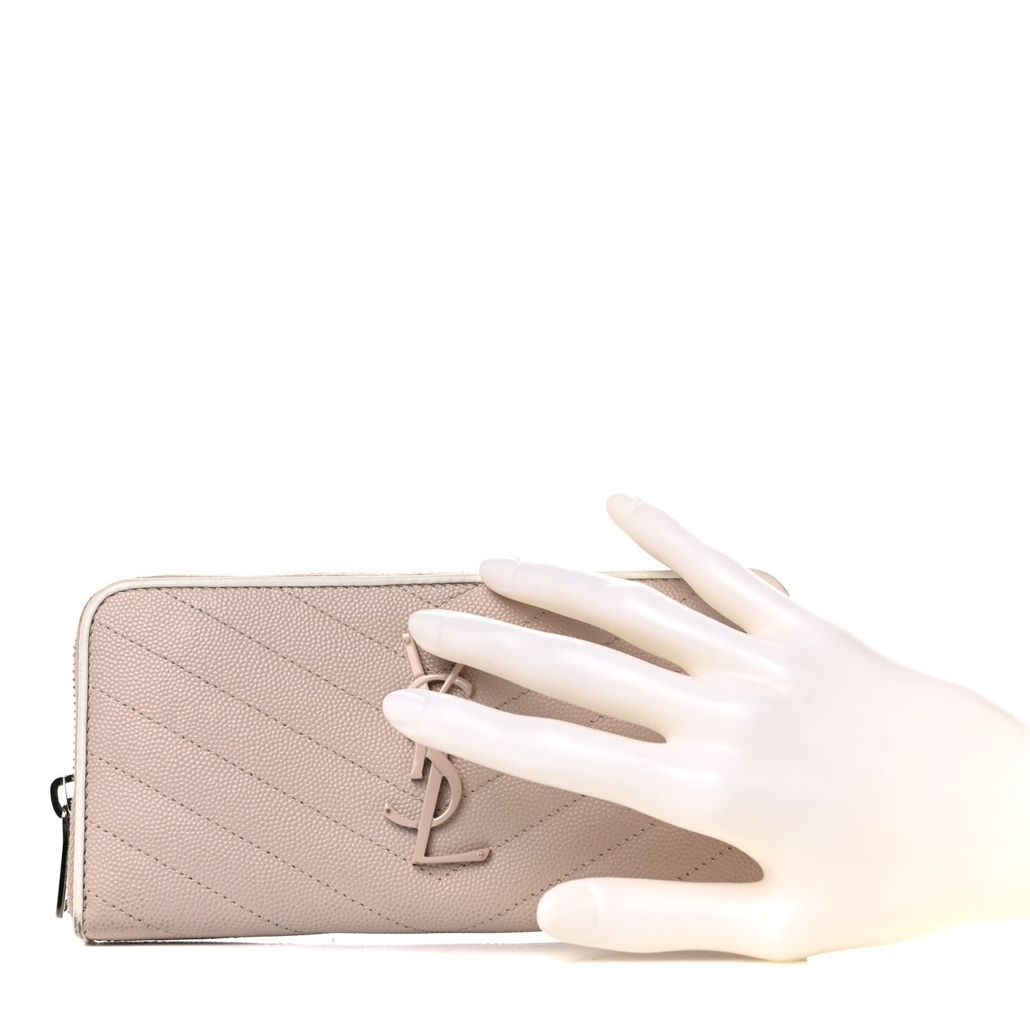 Grain De Poudre Matelasse Chevron Monogram Zip Around Wallet Pink White