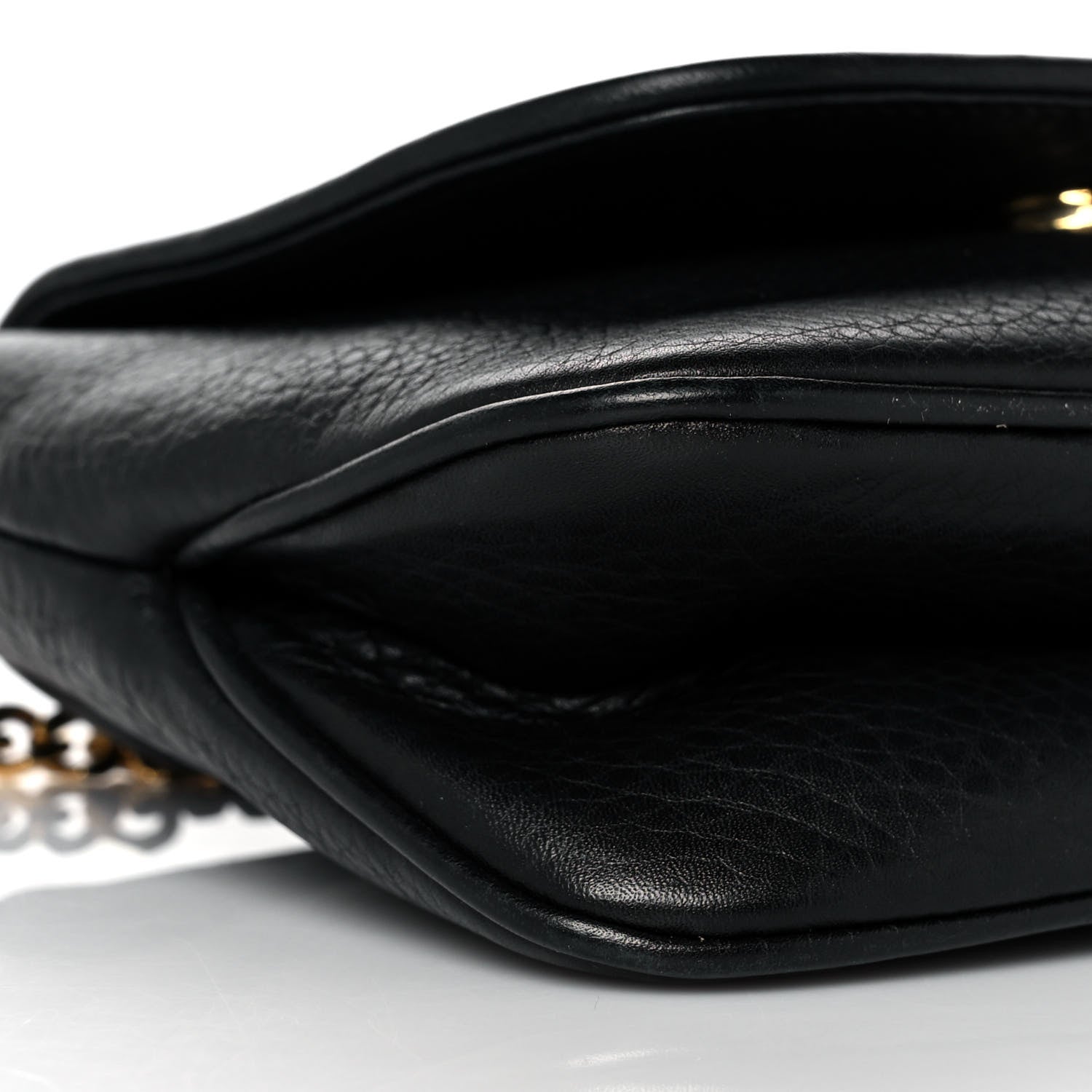Gucci Pebbled Calfskin Small 1973 Chain Shoulder Bag Black 8 of 9