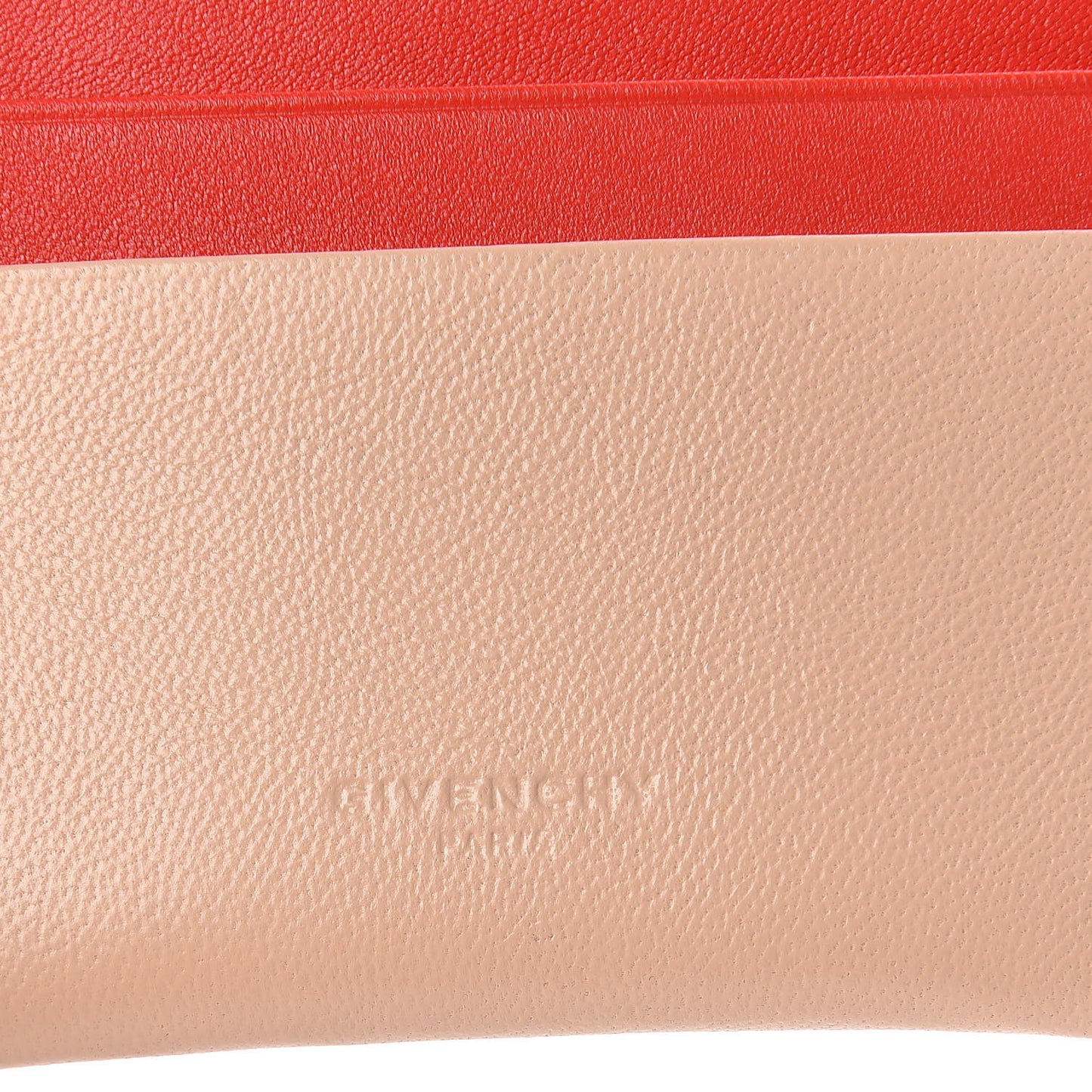 Lambskin Bi-Color Logo Emblem Card Holder Powder