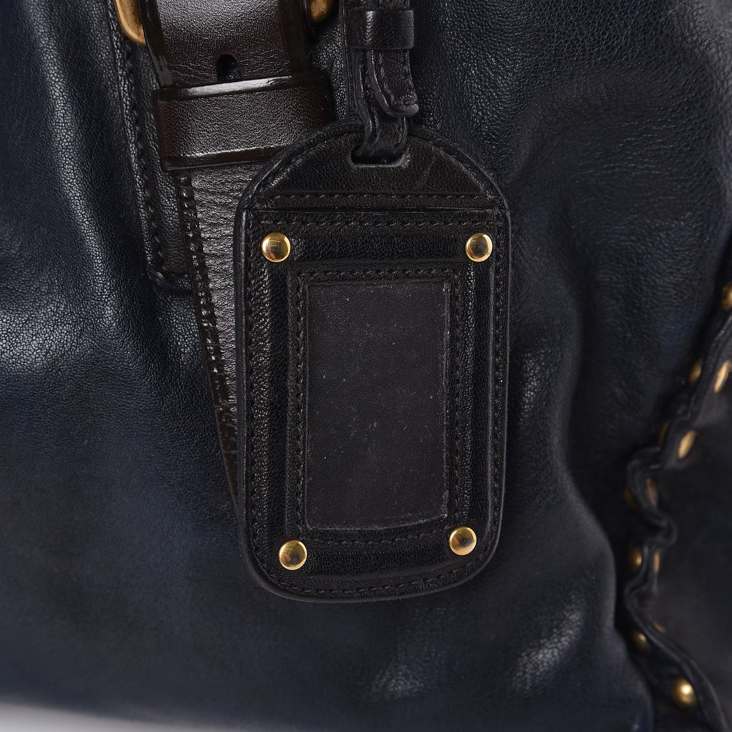 Nappa Studded Aviator Shopping Tote Blue