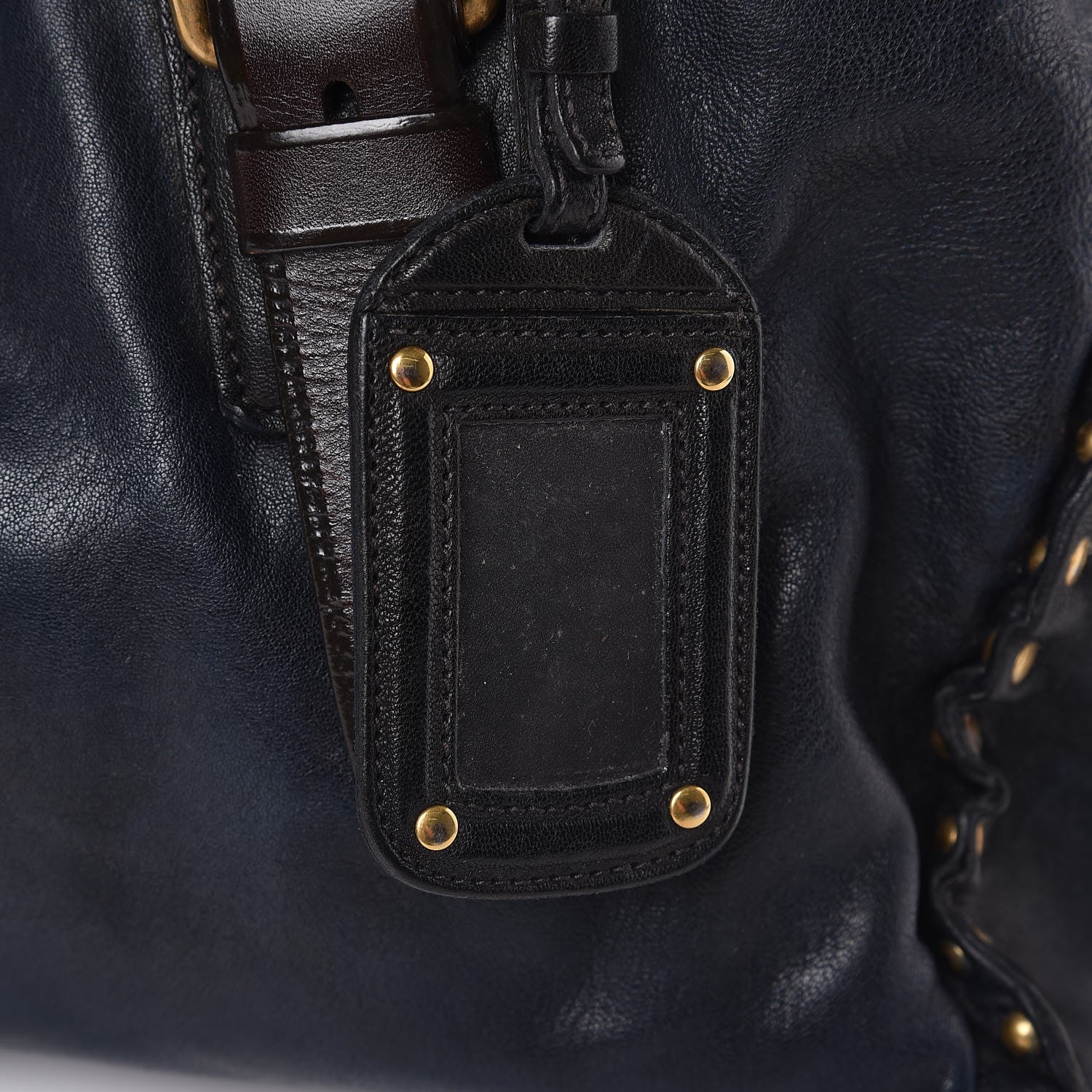 Prada Nappa Studded Aviator Shopping Tote Blue 8 of 10
