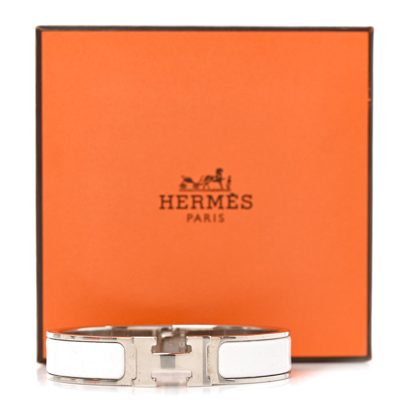 Enamel Narrow Clic Clac H Bracelet PM White