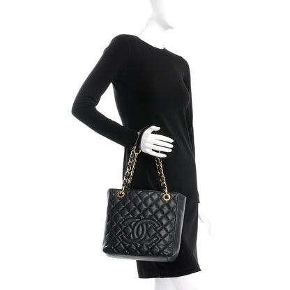 Chanel Caviar Quilted Petit Shopping Tote PST Black 2 of 8