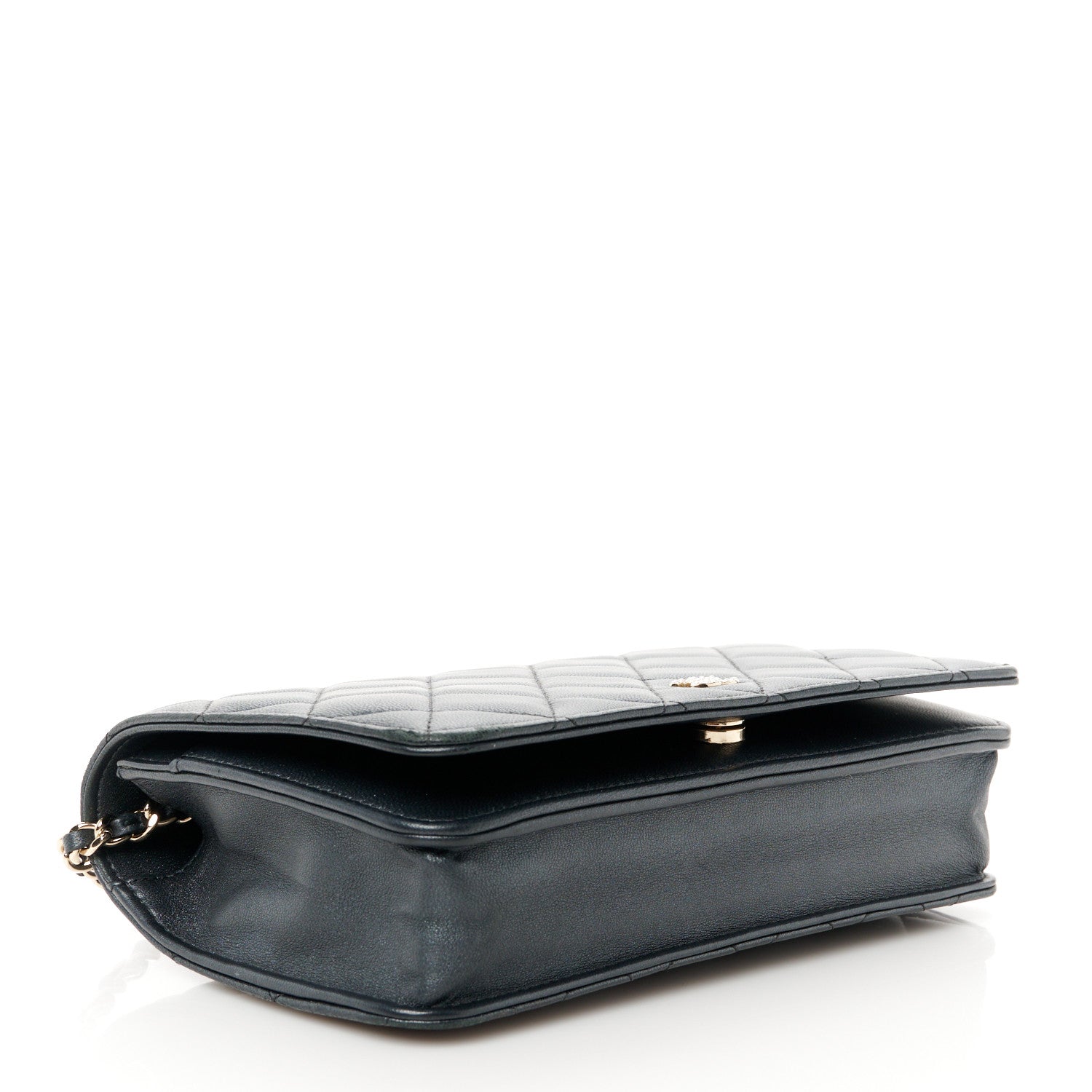 Chanel Iridescent Lambskin Quilted Pearl Wallet On Chain WOC Black 4 of 12