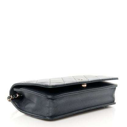 Chanel Iridescent Lambskin Quilted Pearl Wallet On Chain WOC Black 4 of 12