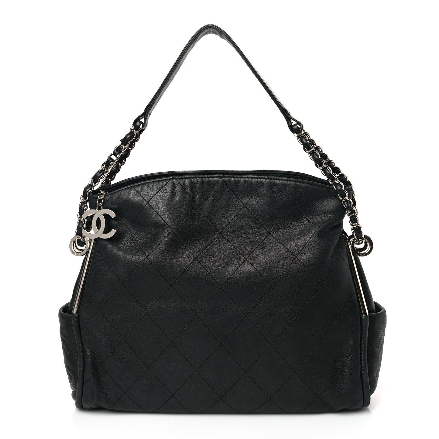 Lambskin Stitched Medium Ultimate Soft Tote Black