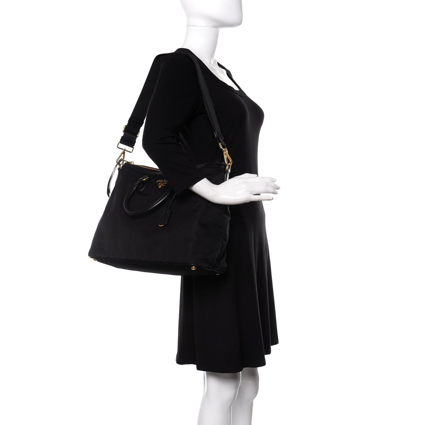 Tessuto Nylon Soft Calf Tote Black