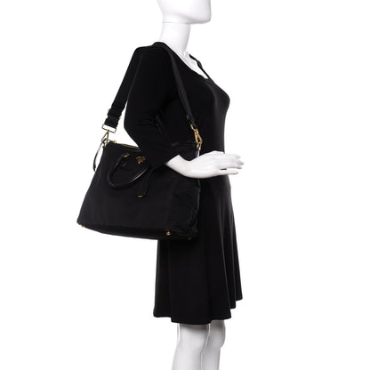 Prada Tessuto Nylon Soft Calf Tote Black 2 of 10