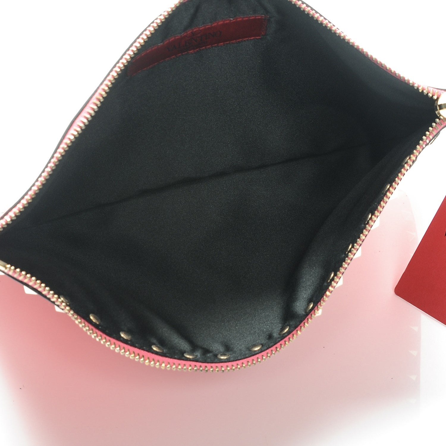 Valentino Garavani Vitello Large Rockstud Zip Pouch Deep Rose 5 of 13