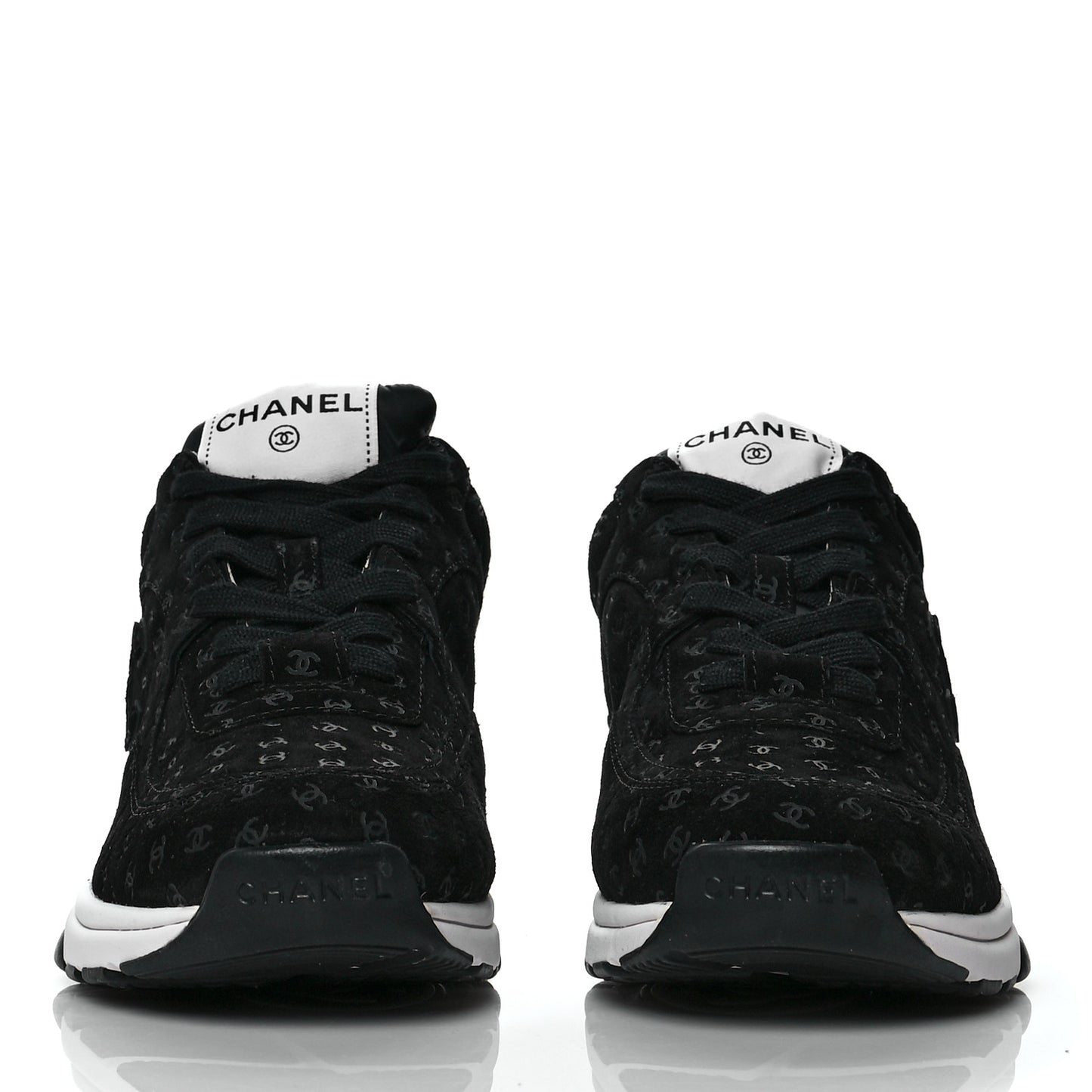 Suede Calfskin Printed CC Sneakers 37 Black