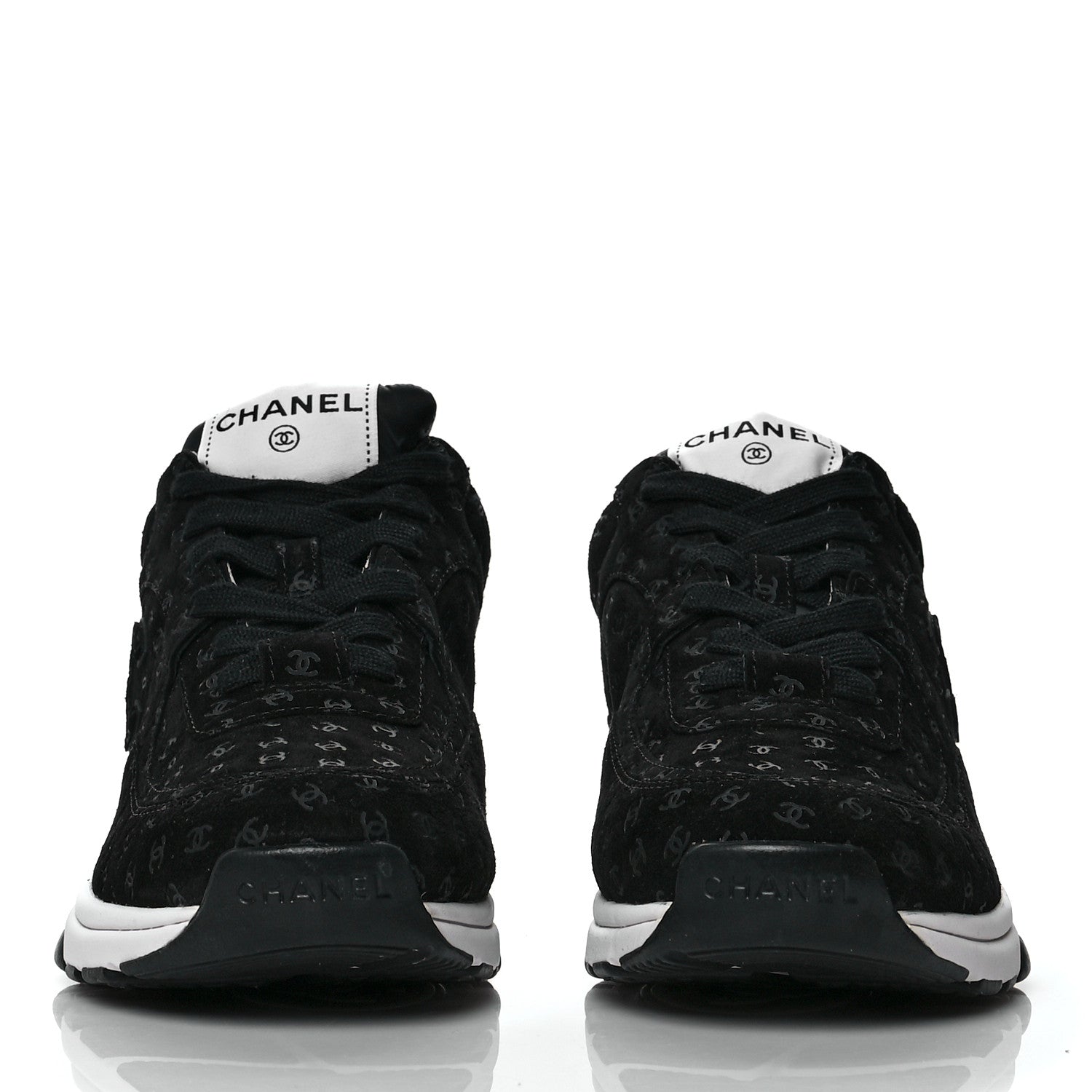 Chanel Suede Calfskin Printed CC Sneakers 37 Black 2 of 8