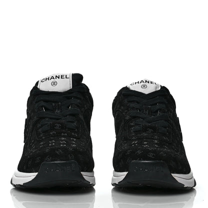 Chanel Suede Calfskin Printed CC Sneakers 37 Black 2 of 8