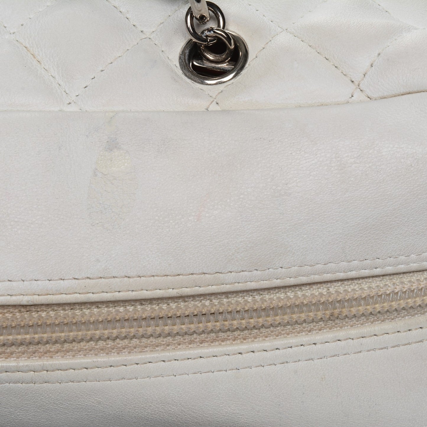 Calfskin Quilted Large Cambon Bowler White Black