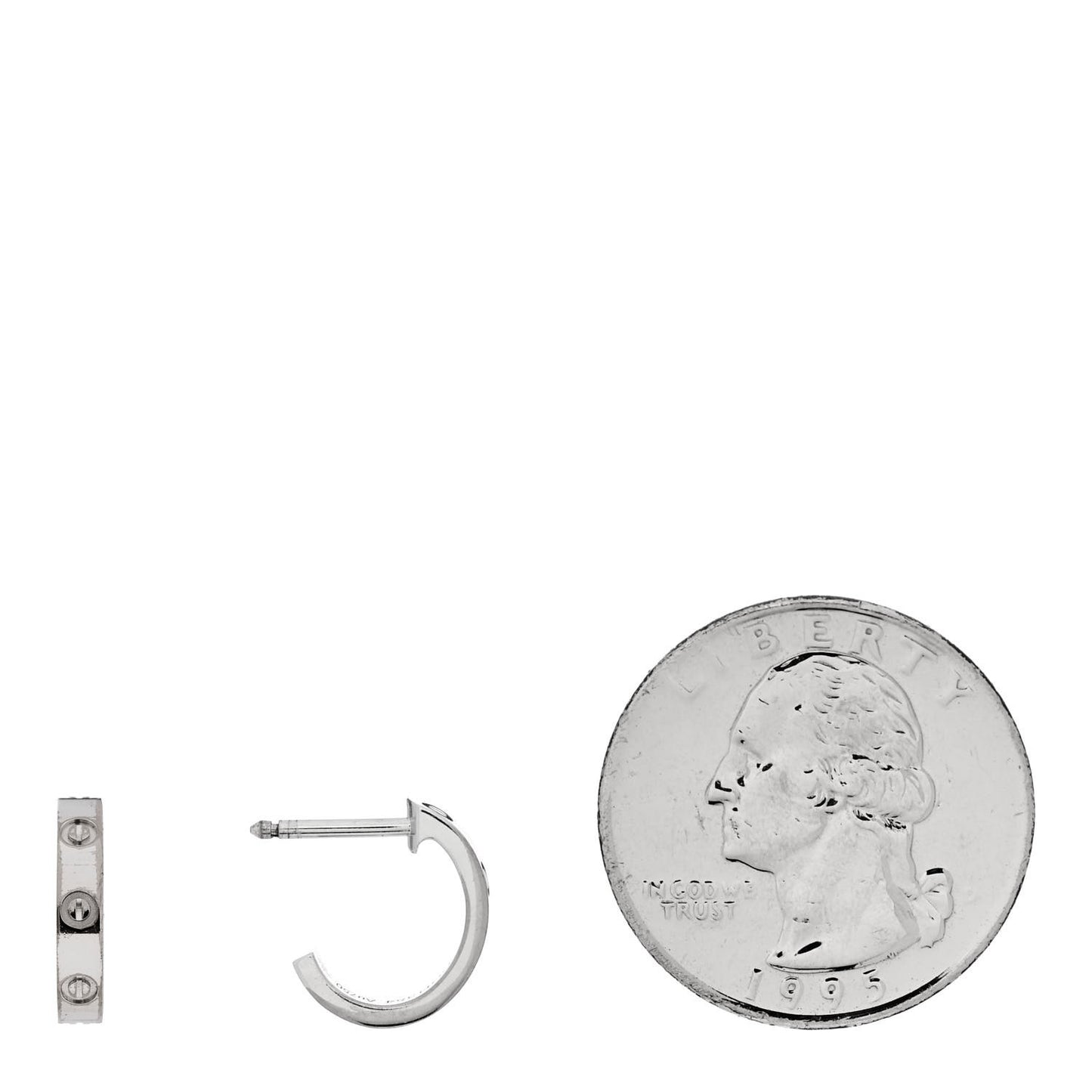 18K White Gold Small LOVE Hoop Earrings