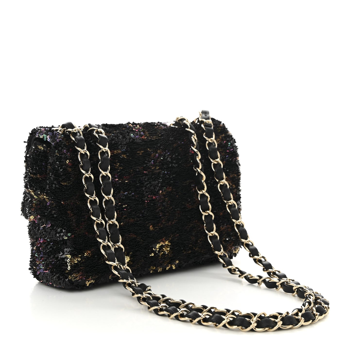 Sequin CC Small Single Flap Black Multicolor