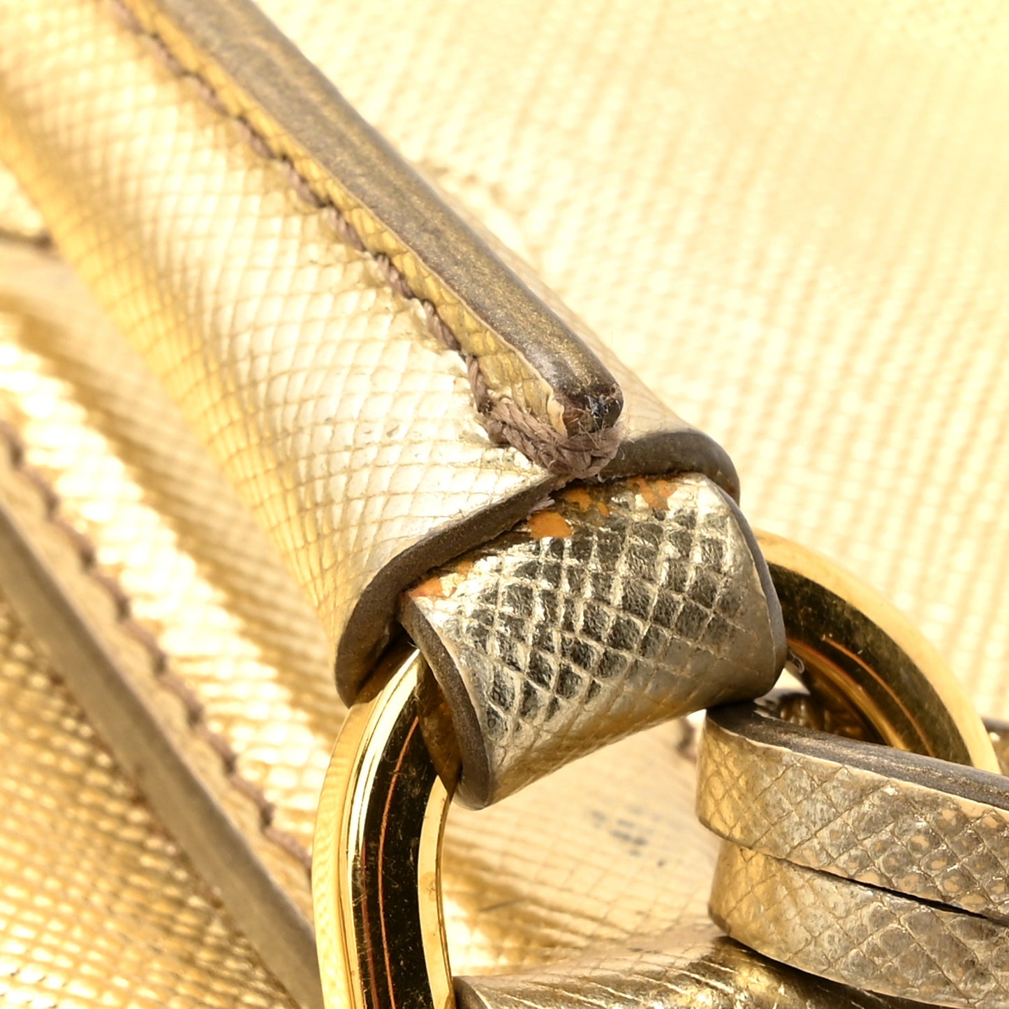 Saffiano Lux Mini Top Handle Crossbody Bag Platino