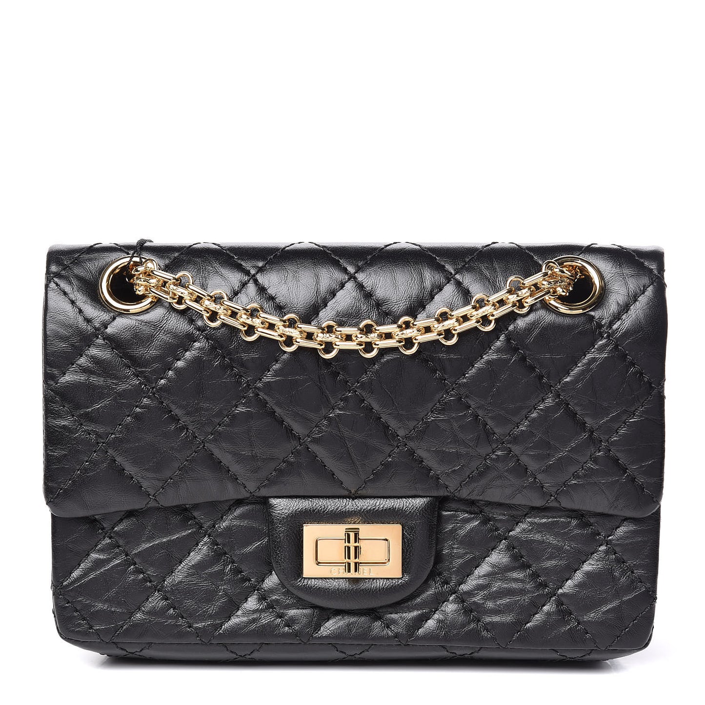 Aged Calfskin Quilted 2.55 Reissue Mini Flap Black