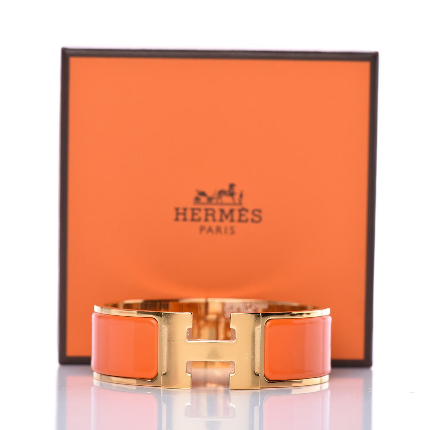 Enamel Wide Clic Clac H Bracelet GM Orange