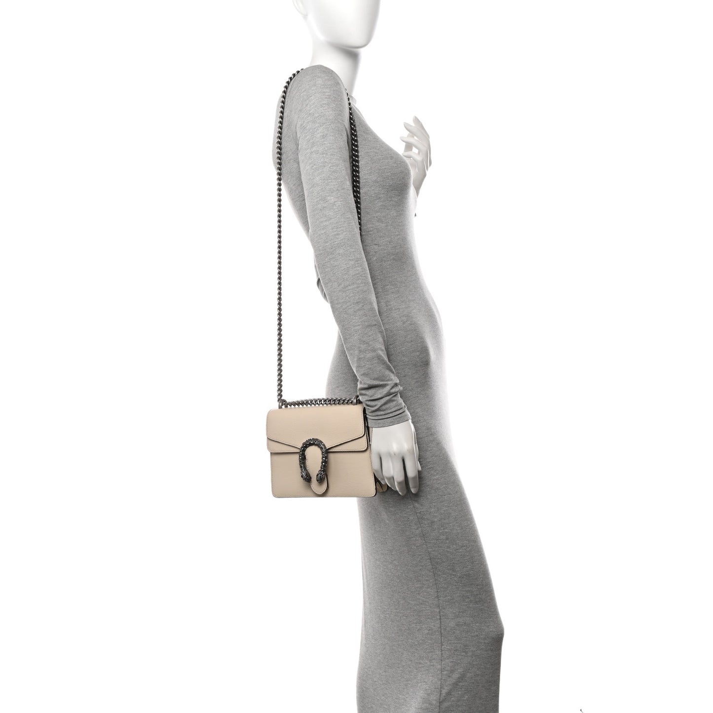 Textured Calfskin Crystal Mini Dionysus Shoulder Bag Mystic White