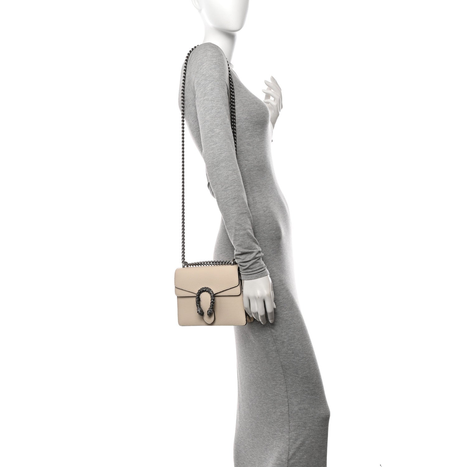 Gucci Textured Calfskin Crystal Mini Dionysus Shoulder Bag Mystic White 2 of 13