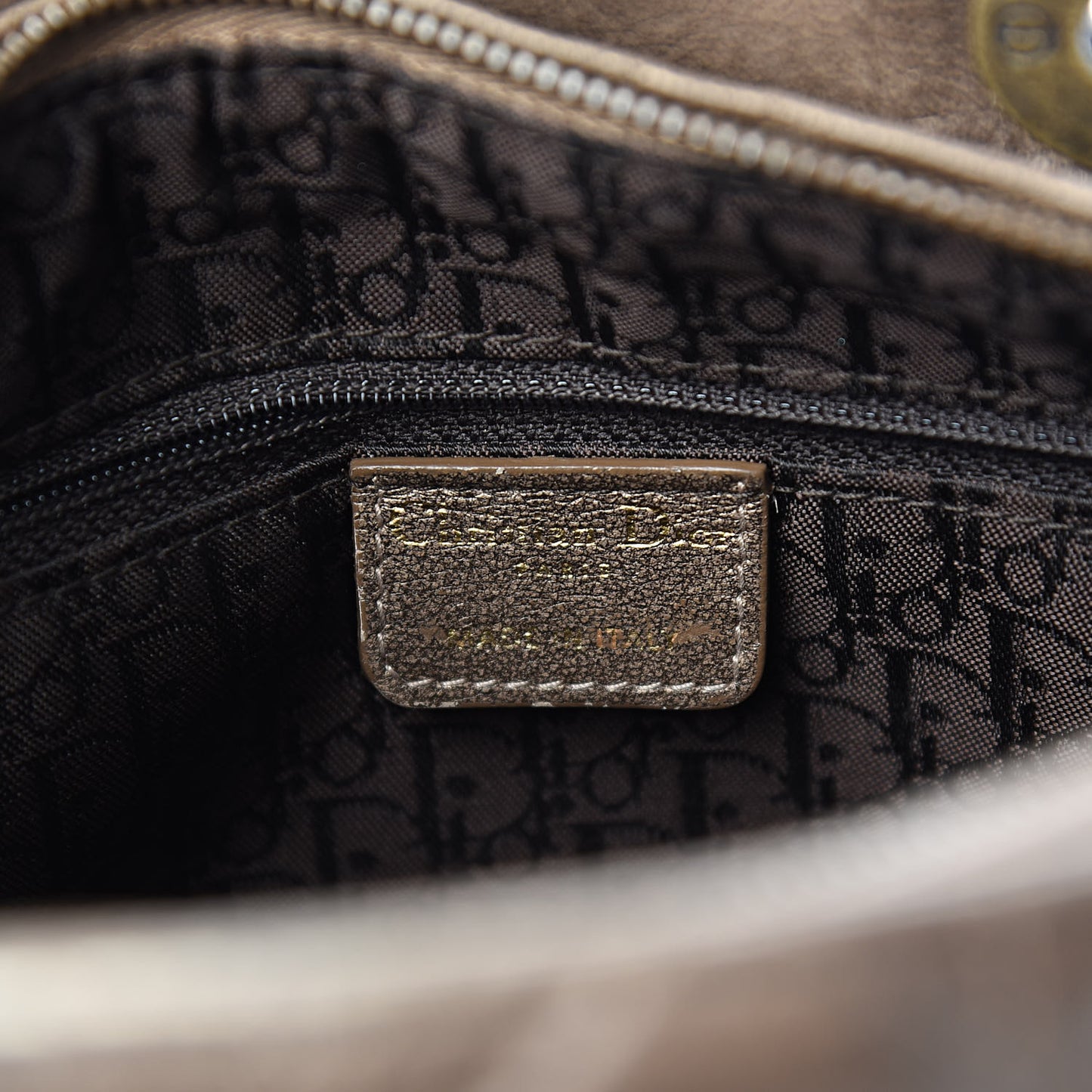 Metallic Lambskin Cannage Medium Lady Dior Bronze