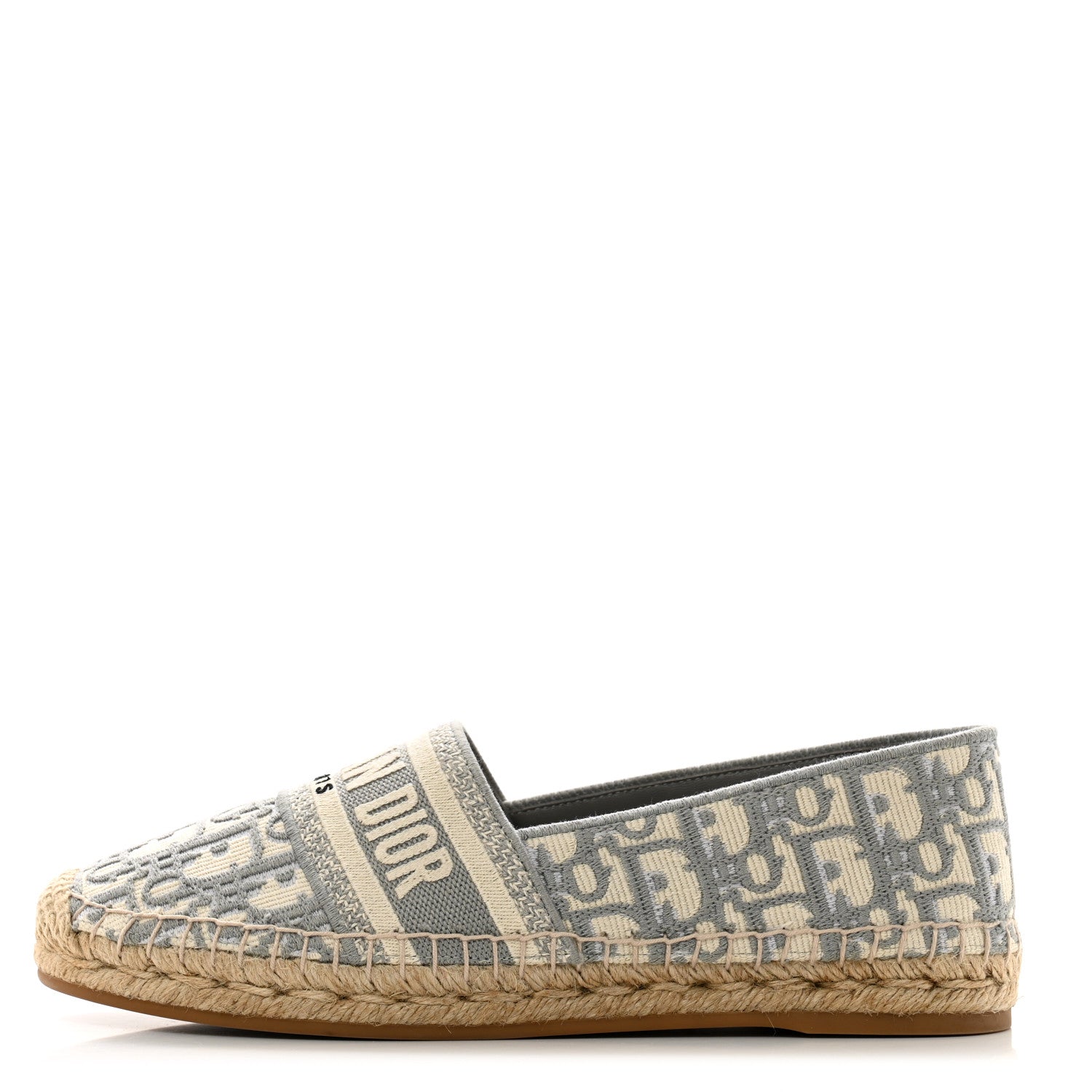 Christian Dior Oblique Embroidered Granville 15mm Espadrilles 39.5 Grey Stone 1 of 10