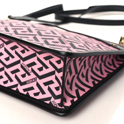 Versace Coated Canvas Large La Greca Signature Pouch Black Pink 8 of 8