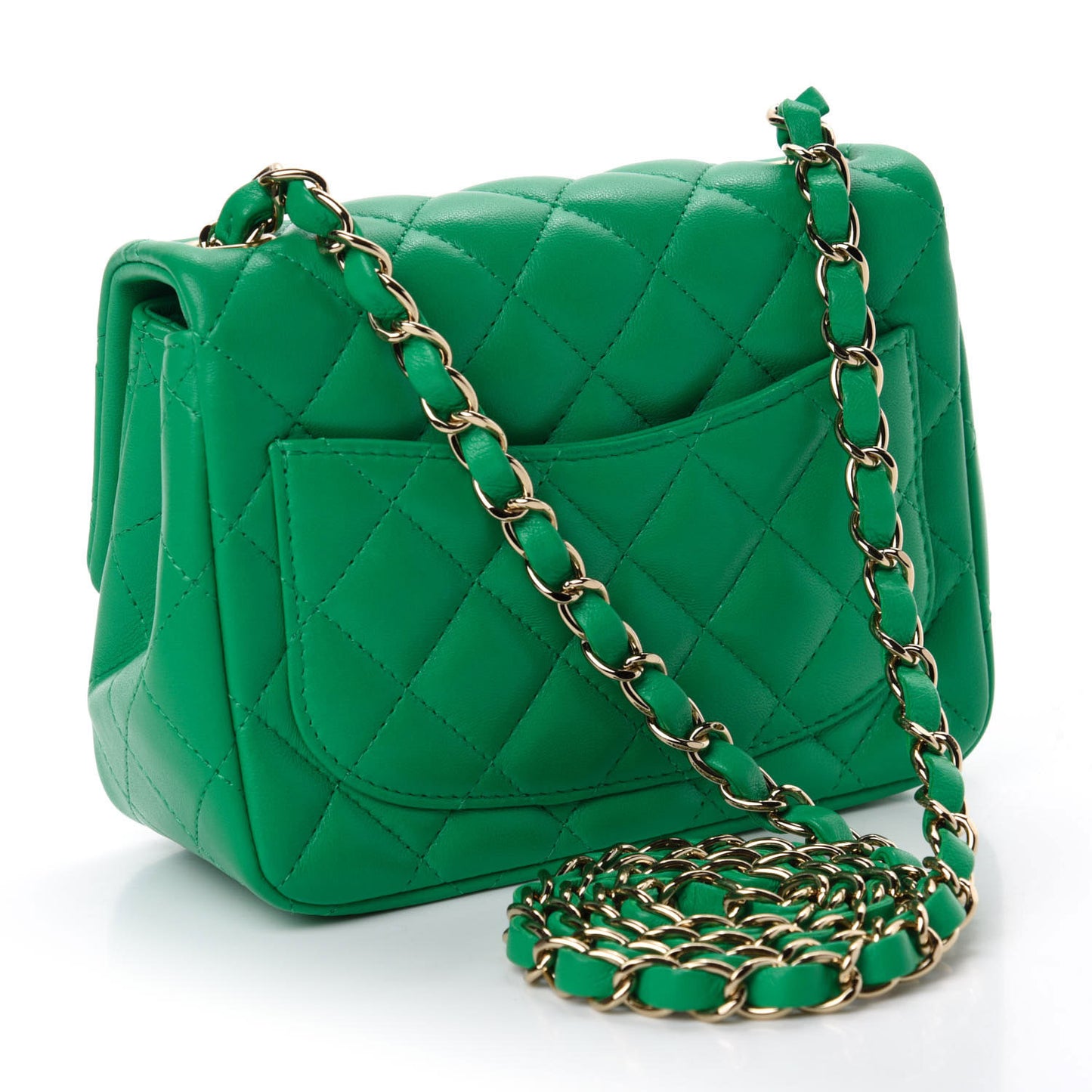 Lambskin Quilted Mini Square Flap Green