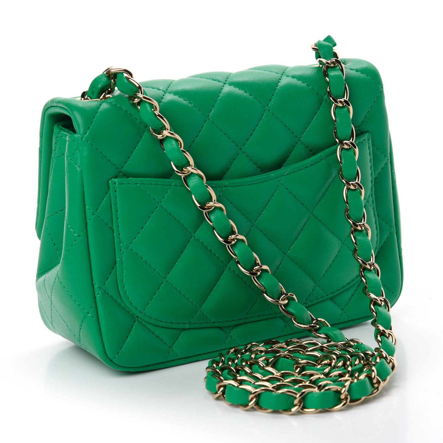 Chanel Lambskin Quilted Mini Square Flap Green 3 of 11