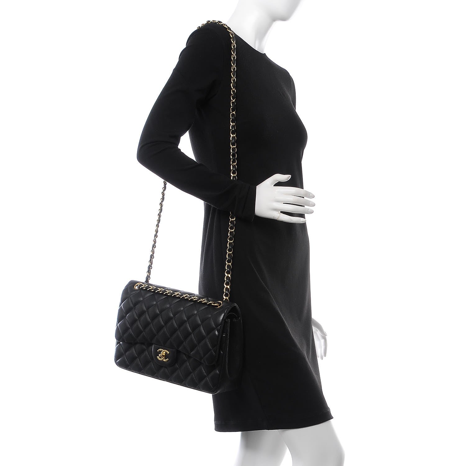 Chanel Lambskin Quilted Jumbo Double Flap Black 3 of 8