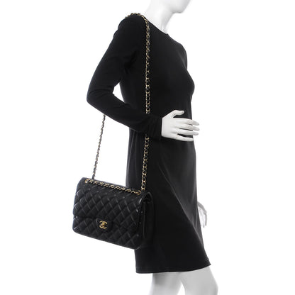Chanel Lambskin Quilted Jumbo Double Flap Black 3 of 8