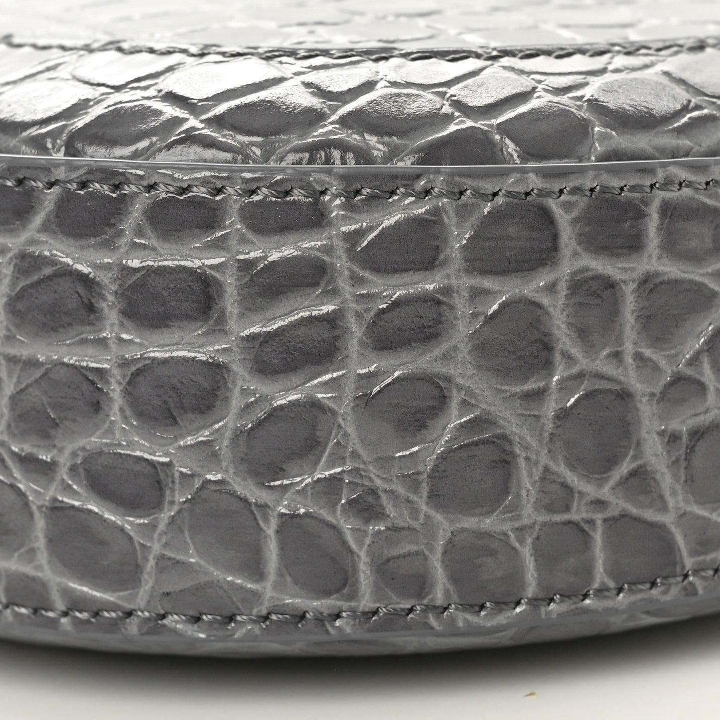 Calfskin Crocodile Embossed Large Greca Goddess Bag Charcoal