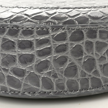 Versace Calfskin Crocodile Embossed Large Greca Goddess Bag Charcoal 9 of 9