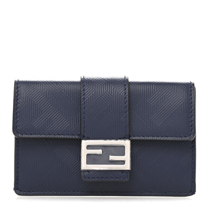 Fendi Calfskin FF Embossed Baguette Card Case Blueberry 1 of 10