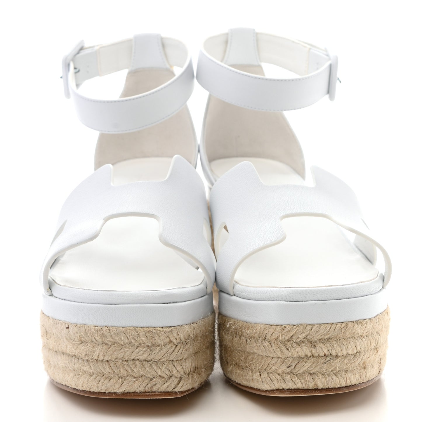 Goatskin Elda Espadrille Wedge Sandals 37 White