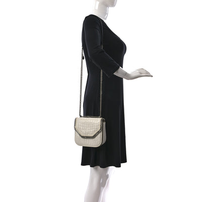 Stella McCartney Embossed Crocodile Effect Medium Falabella Box Shoulder Bag Ivory 2 of 11