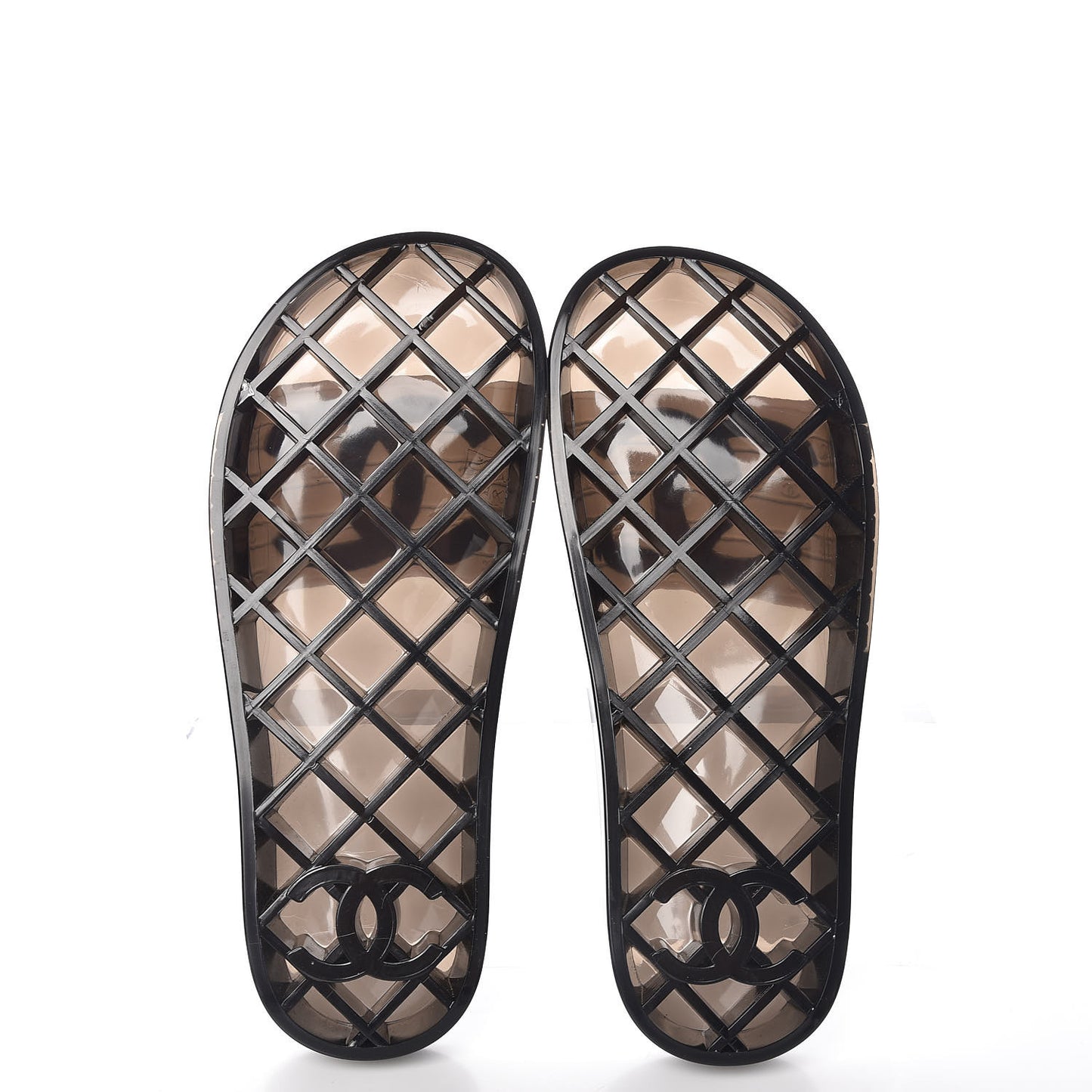 PVC Transparent CC Flat Slide Sandals 36 Black