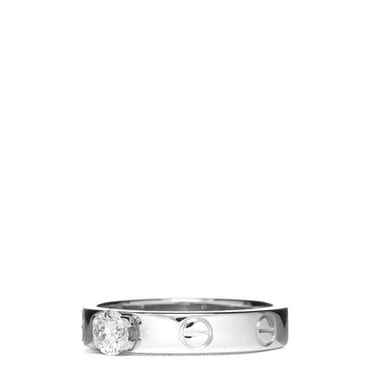 Cartier 18K White Gold Diamond .24ct LOVE Solitaire Engagement Ring 49 5 3 of 7