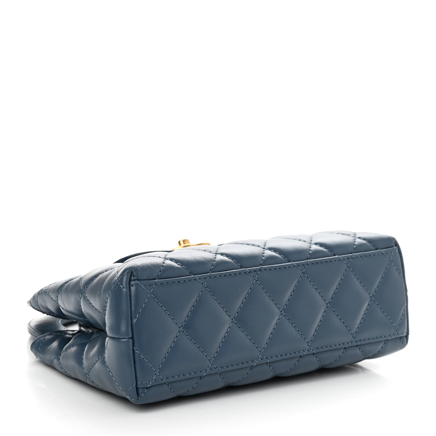 Chanel Shiny Aged Calfskin Quilted Nano Kelly Shopper Dark Blue 4 of 10
