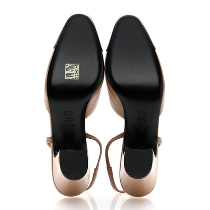 Chanel Lambskin Cap Toe CC Slingback Pumps 39 Dark Beige Black 6 of 12