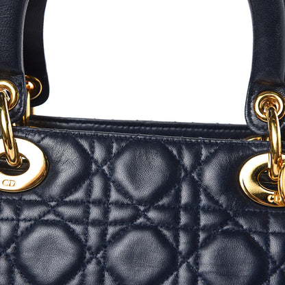 Christian Dior Lambskin Cannage Medium Lady Dior Navy Blue 13 of 17