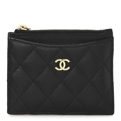 Chanel Caviar Quilted CC Zip Card Holder Black 1 of 8