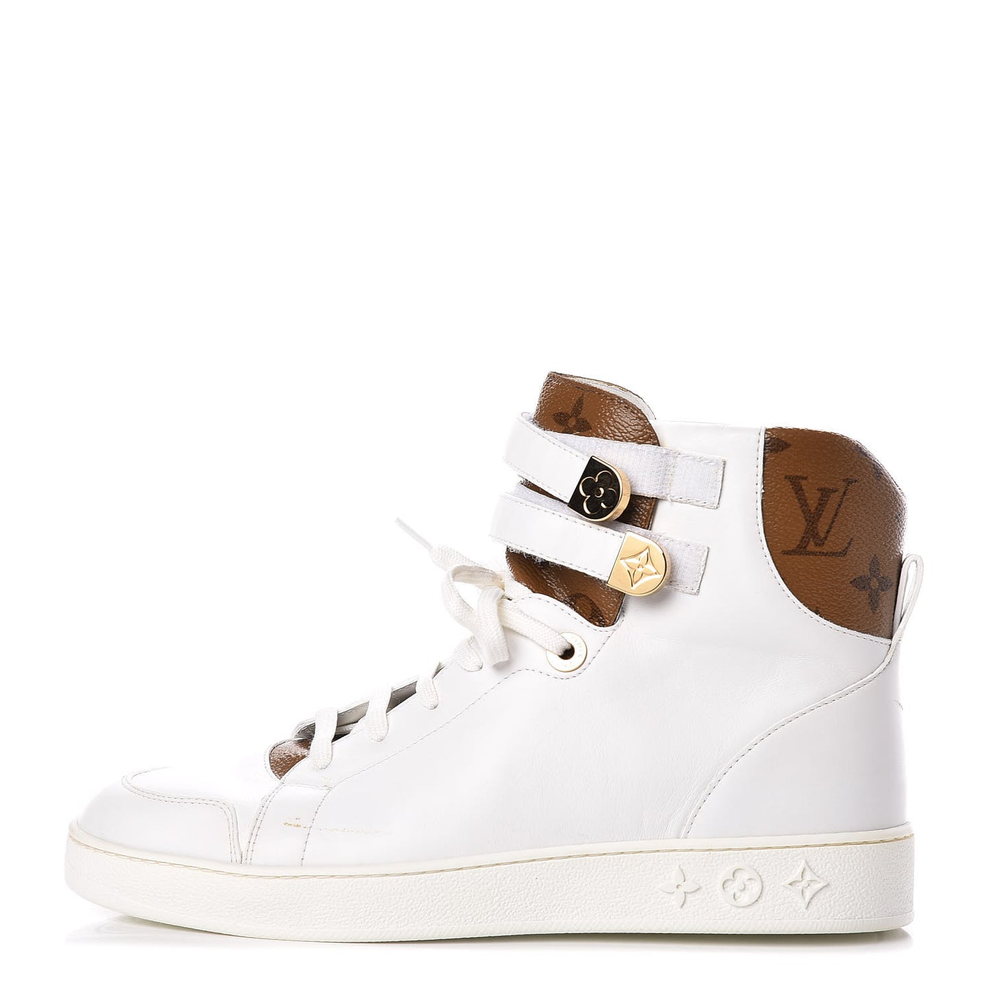 Calfskin Reverse Monogram Boombox High Top Sneakers 38.5 White