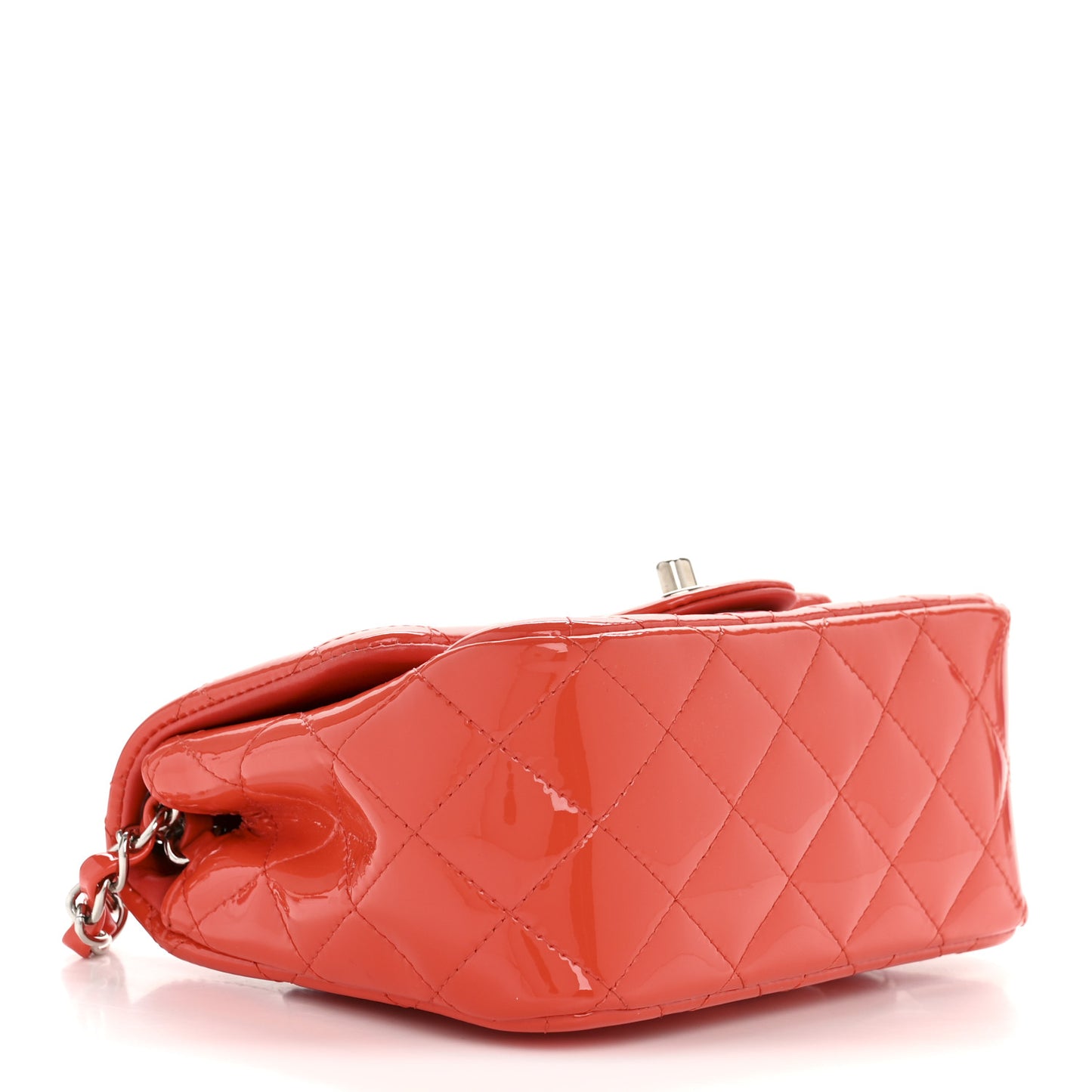 Patent Quilted Mini Square Flap Orange