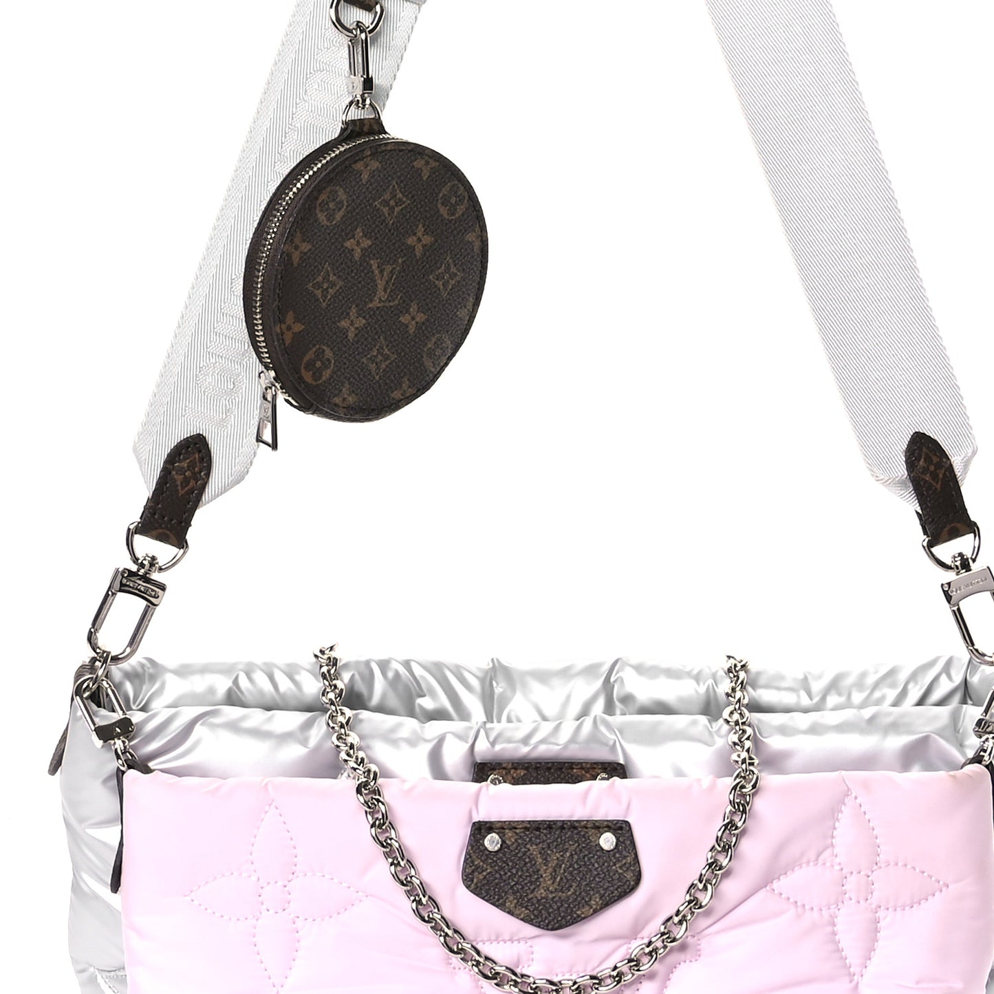 Econyl Monogram Pillow Maxi Multi Pochette Accessories Silver Pale Pink