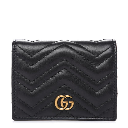 Gucci Calfskin Matelasse GG Marmont Card Case Wallet Black 1 of 8