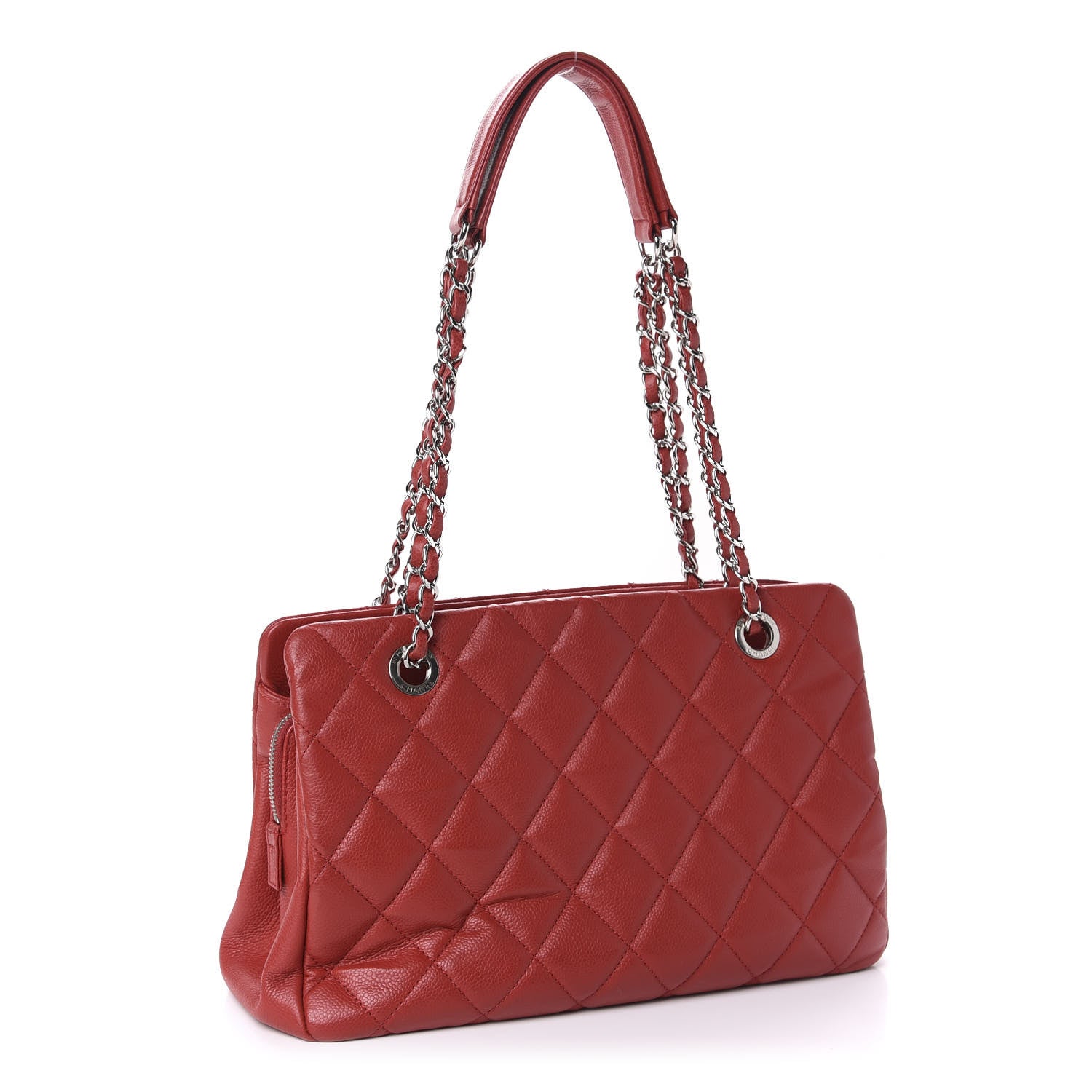 Chanel Caviar Quilted Timeless CC Shopping Tote Red 3 of 11