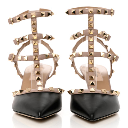 Valentino Garavani Calfskin Nappa Rockstud Ankle Strap 65mm Pumps 36 Black Poudre 2 of 9