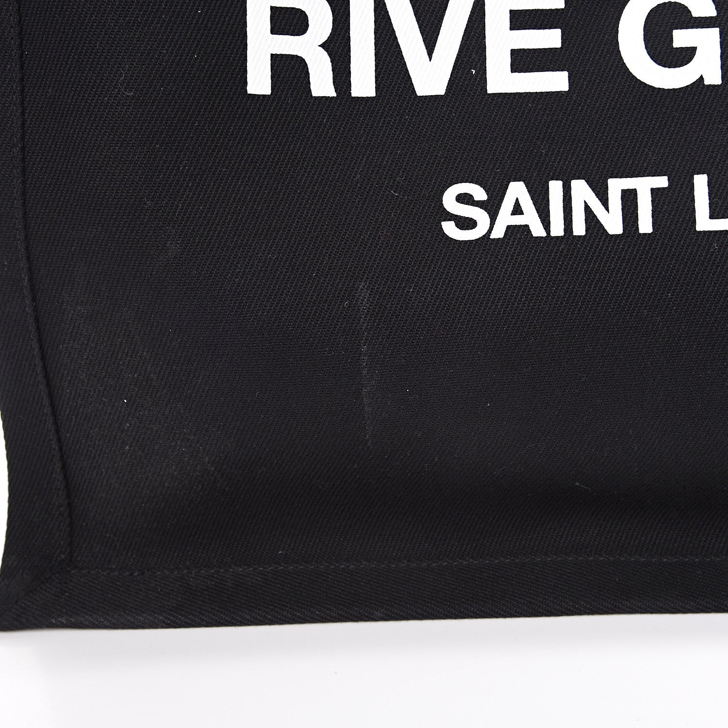 Saint Laurent Linen Calfskin Rive Gauche Tote Black 10 of 11